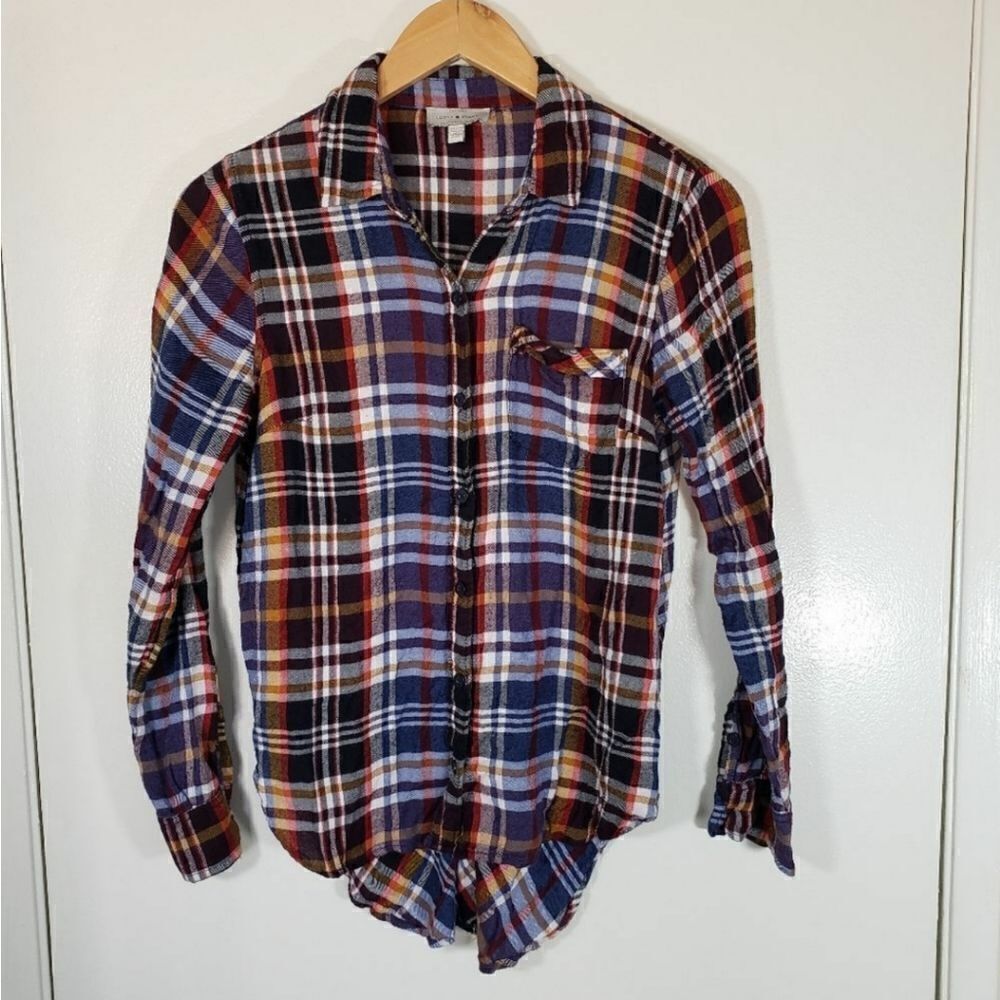 Lucky Brand Fall Plaid Button Up Long Sleeve Winter Flannel Shirt Size XS